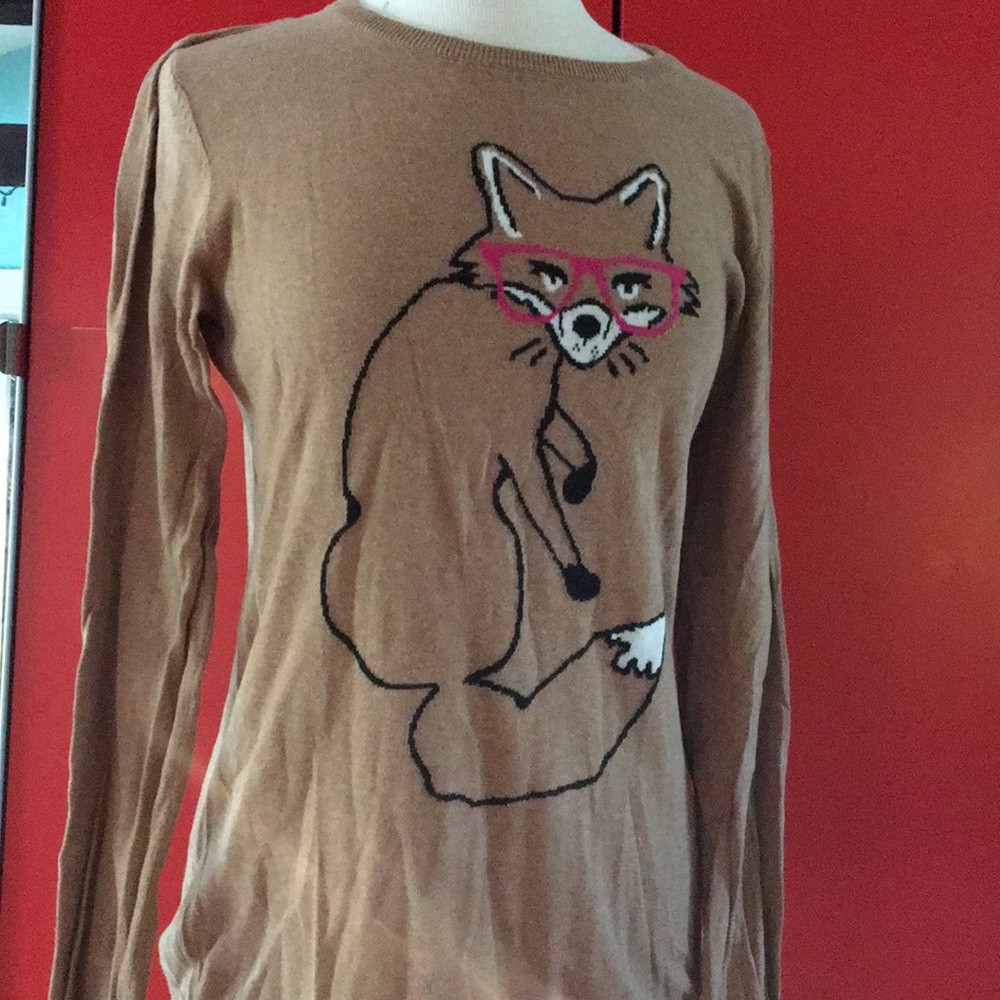 Old Navy Fox w/ Glasses Sweater Size M